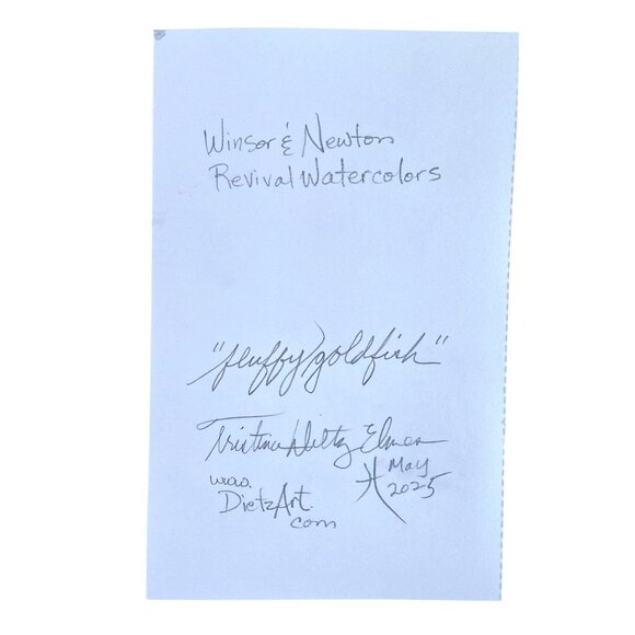 Fluffy Goldfish Original Wall Art Fish Watercolor Painting Matted 8x10in - Picture 5 of 6